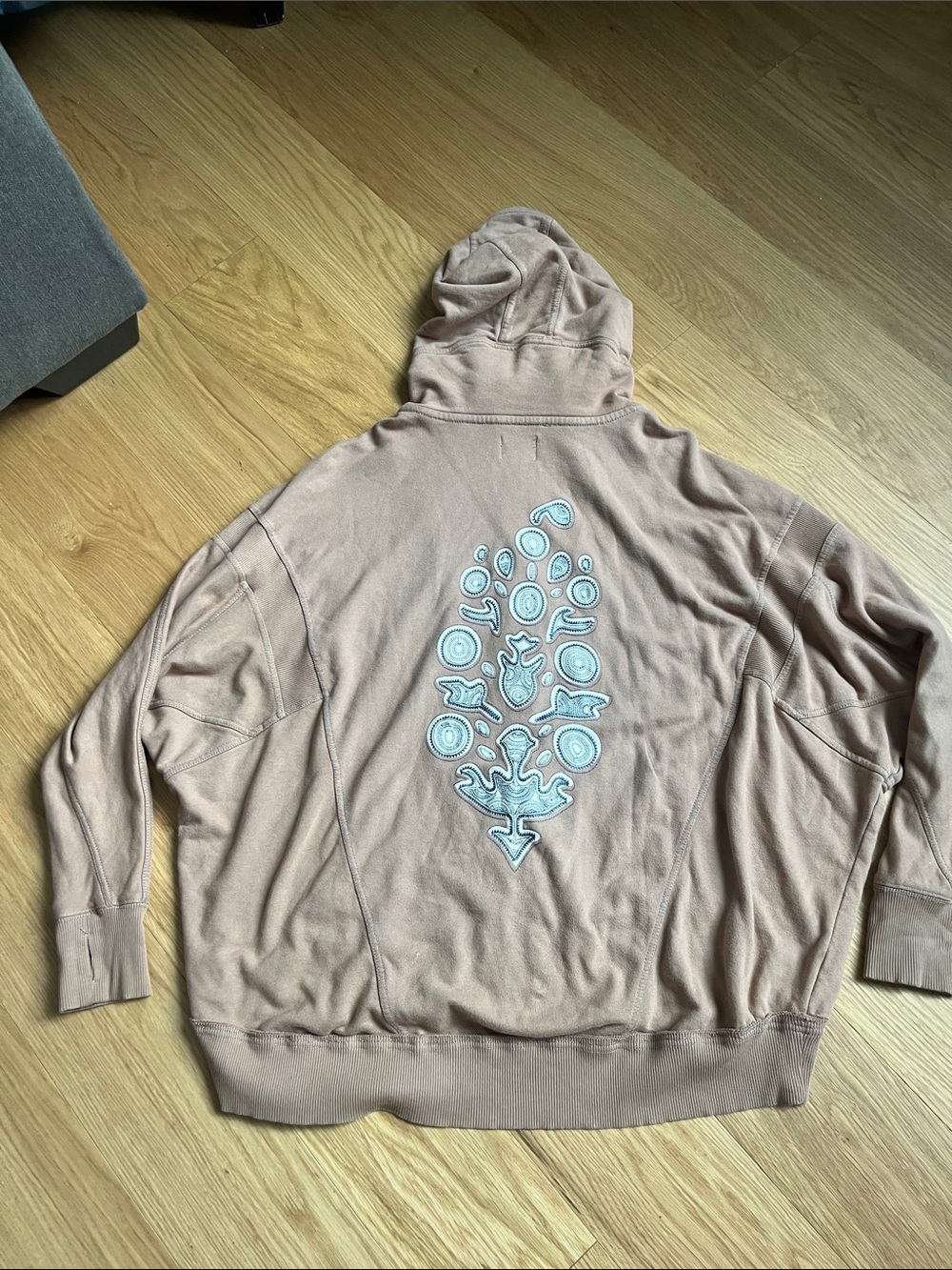 Free People Movement All Your Love Zip Logo Hoodie -Taupe size S
